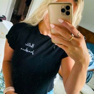 ‘Hello Sunshine’ Ribbed crop tee